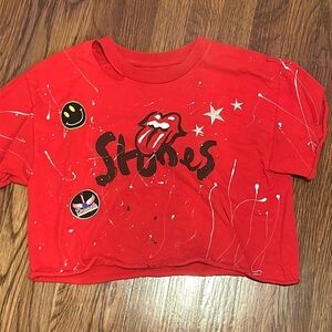 Stones Girls Red Cropped Short Sleeve Tee, Size L